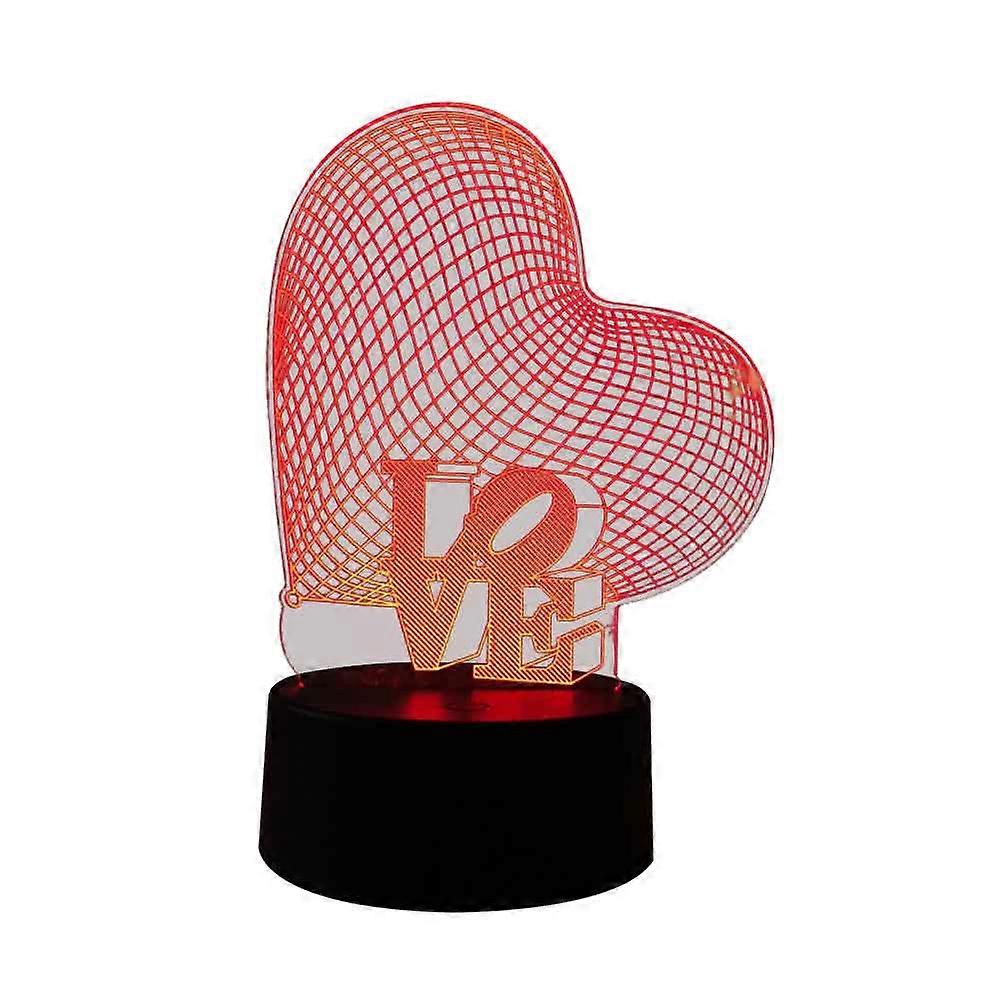 I Love You 3D Heart Night Light Multi Color LED USB Table Lamp for Bedroom 7 Colors Changing