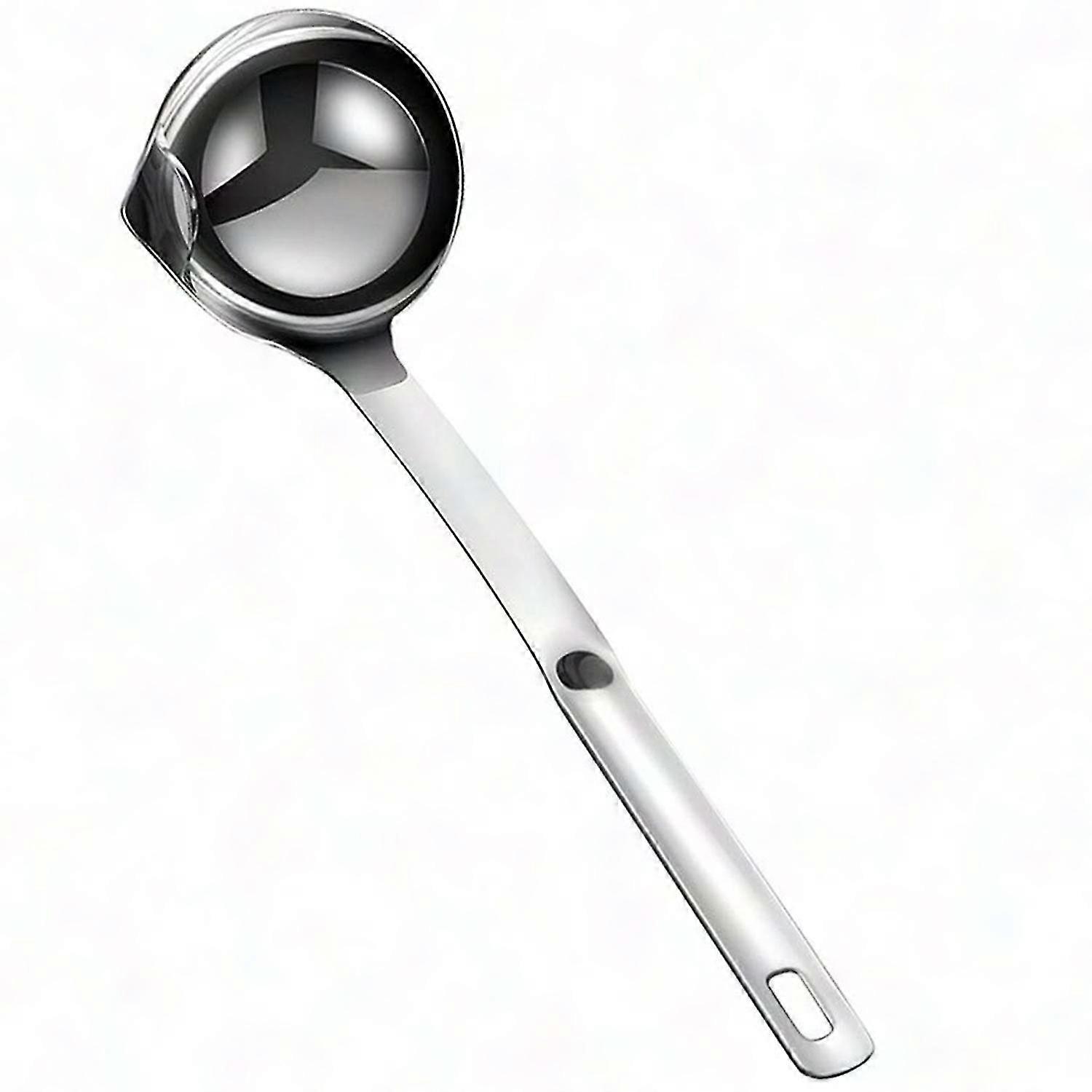 Stainless Steel Oil Separator Spoon with Long Handle for Cooking Soup and Filtering Oil