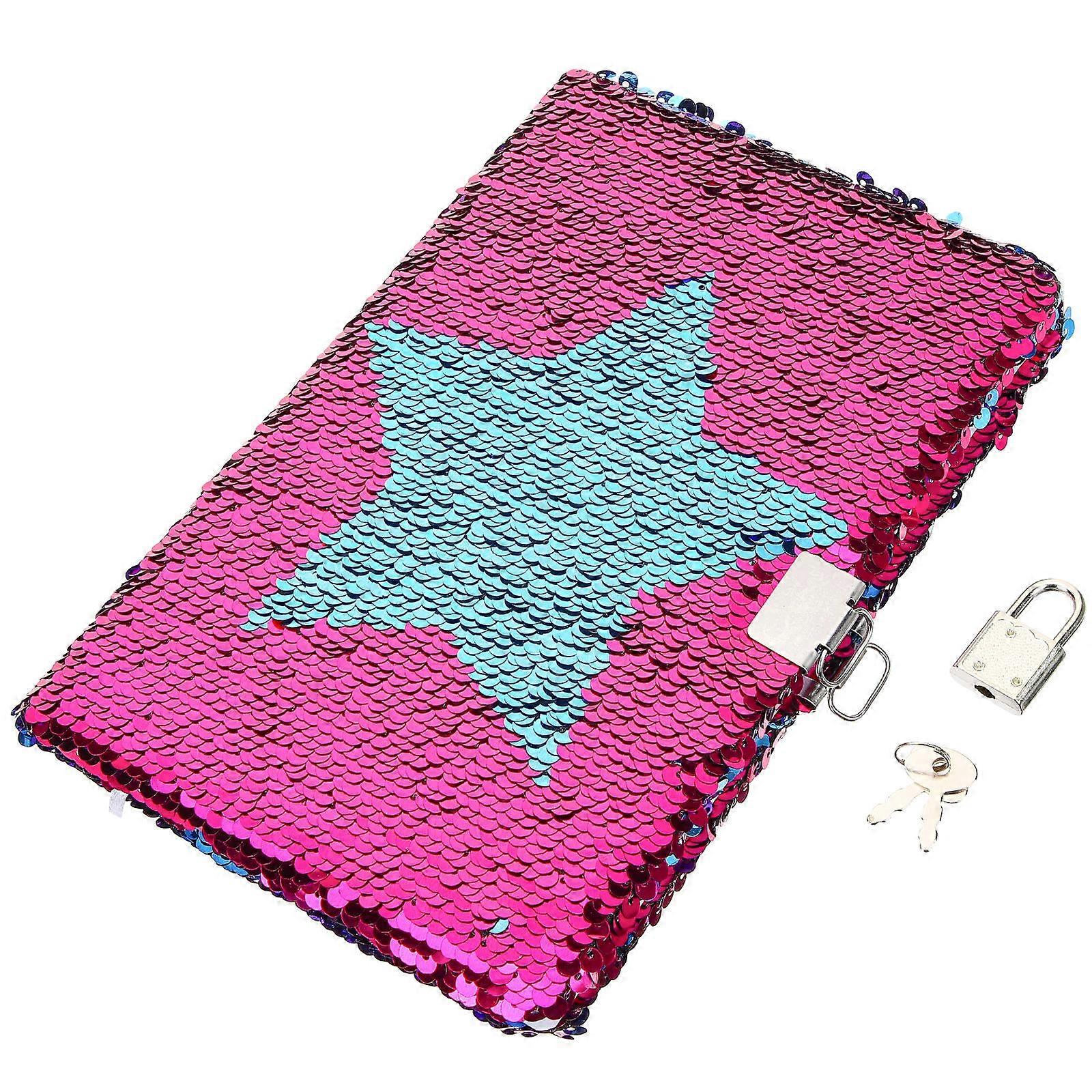 Rosy Reversible Sequin Journal with Lock for Writing Use 1 Piece