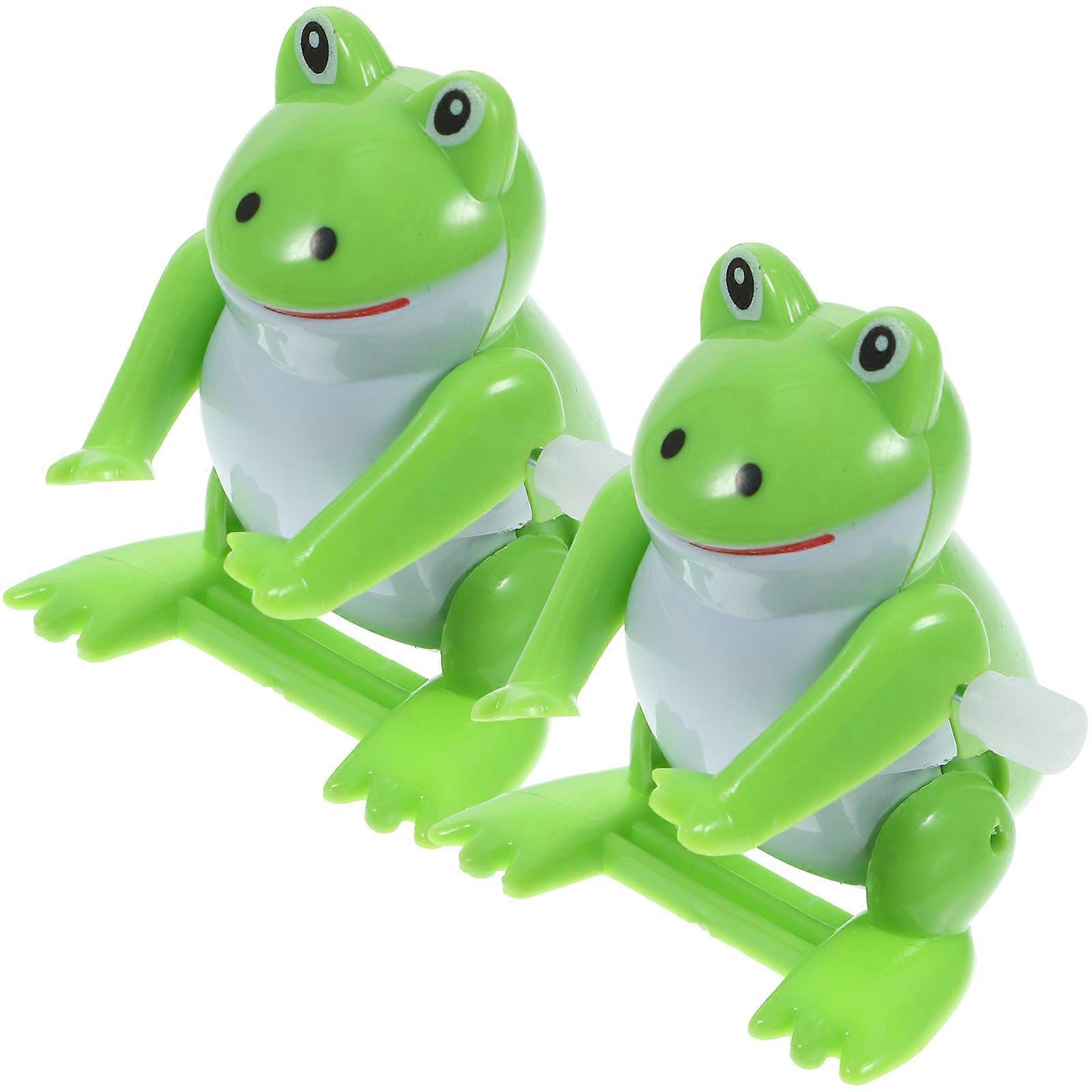 Light Green Clockwork Frog Toys for Decor Made of ABS Durable and Bright Perfect Kids Gifts 2 Pcs