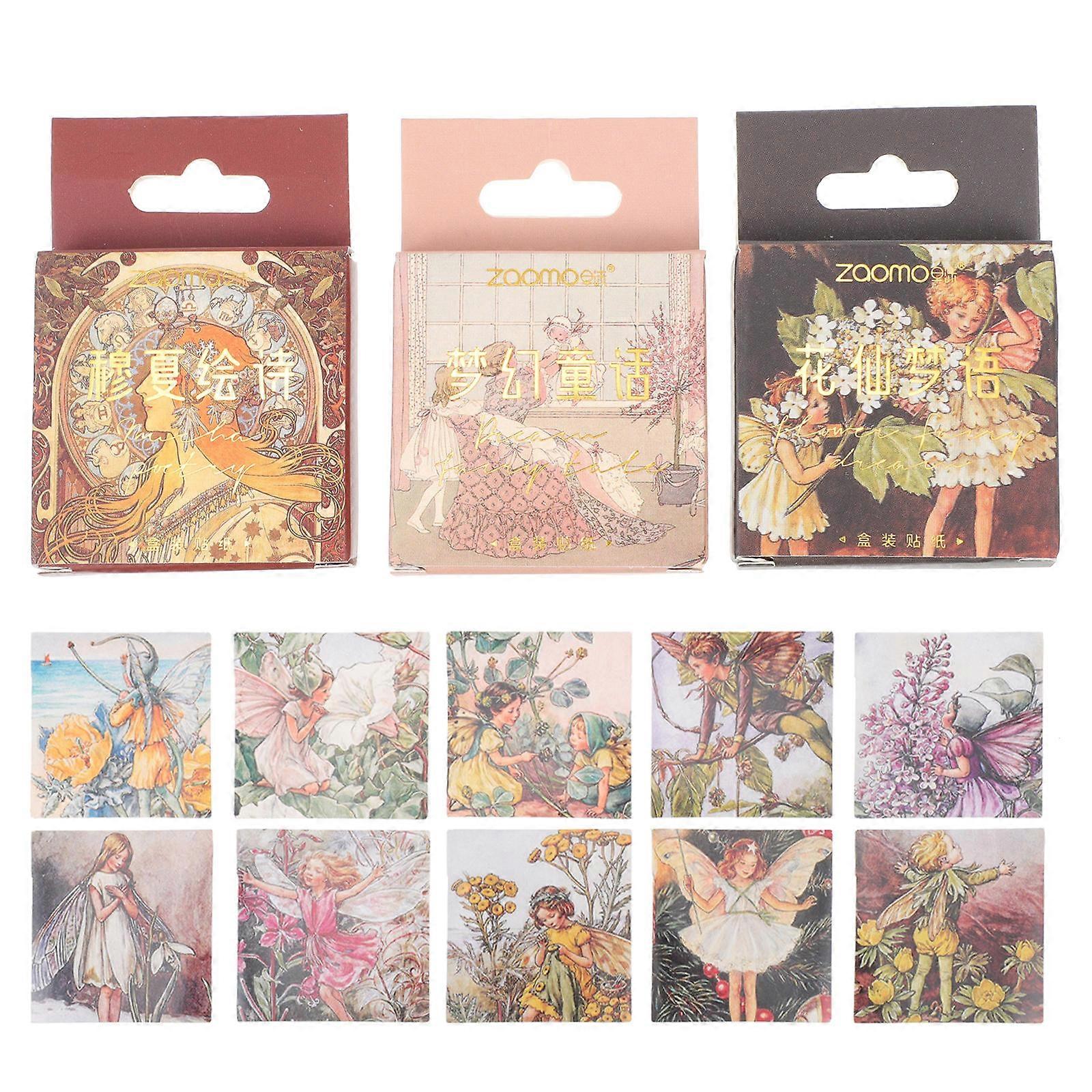 Decorative Retro Scrapbook Stickers 3Pcs DIY Stickers for Hand Account Making Self-Adhesive Style