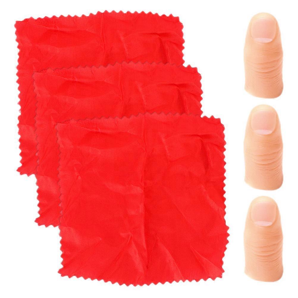 3 Sets Funny Fake Finger Thumb Trick Props with Scarves – Magician Accessories for Stage Performances, Parties & Comedy Acts – Party Gadgets