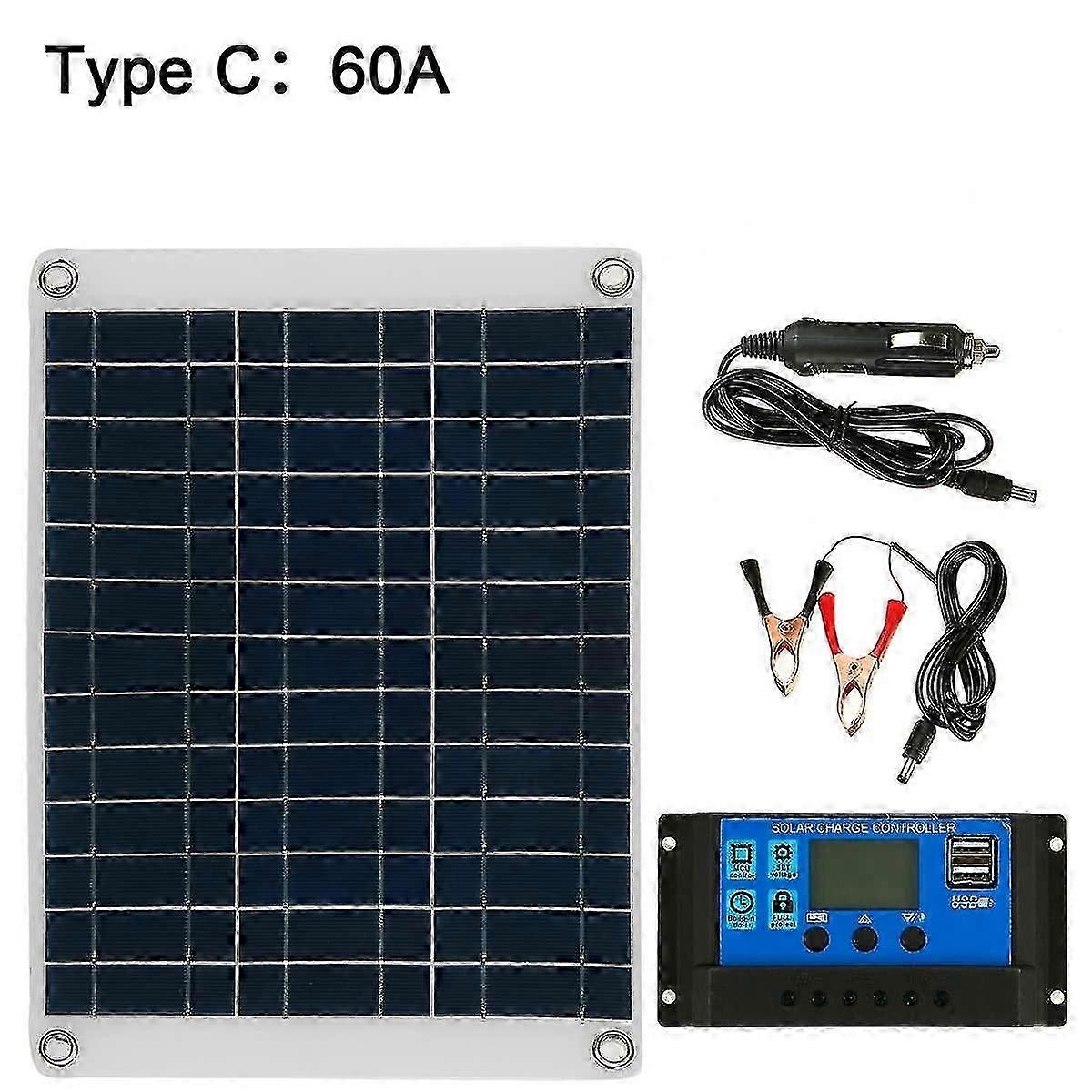 Solar Panel Kit, 100W, 12V Battery Charger with Controller 60A