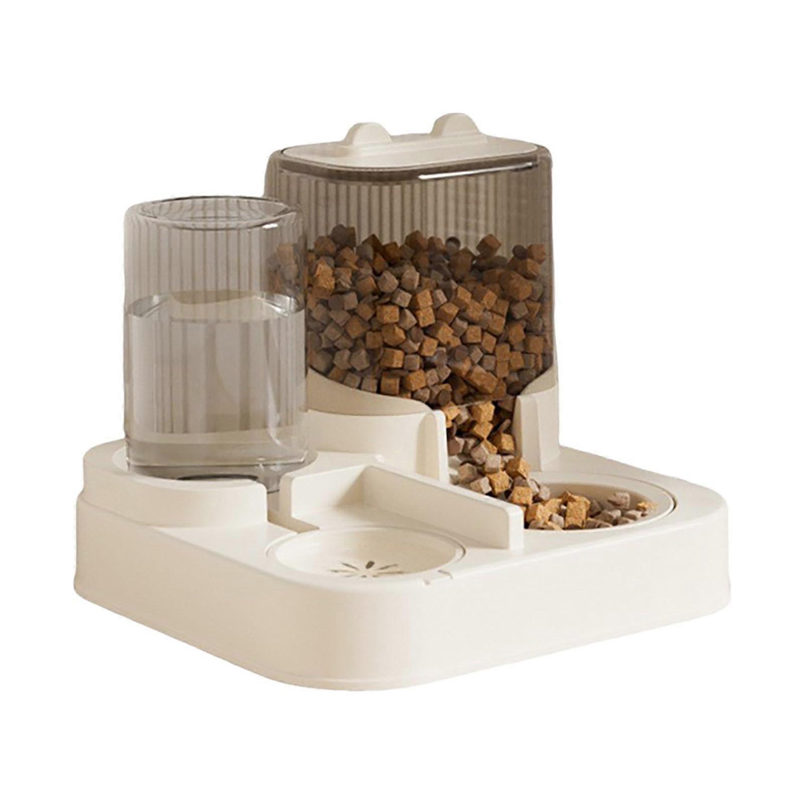 Pet Automatic Cat Feeder with Builtin Drinking Bowl, 1.8 L for Indoor Use (White)