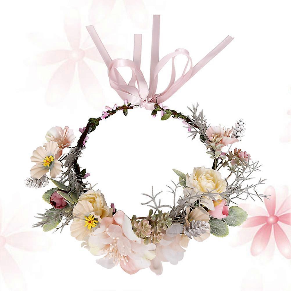 Artificial Flower Wreath Headband Bohemian Style Hair Accessory Multi 1Pack