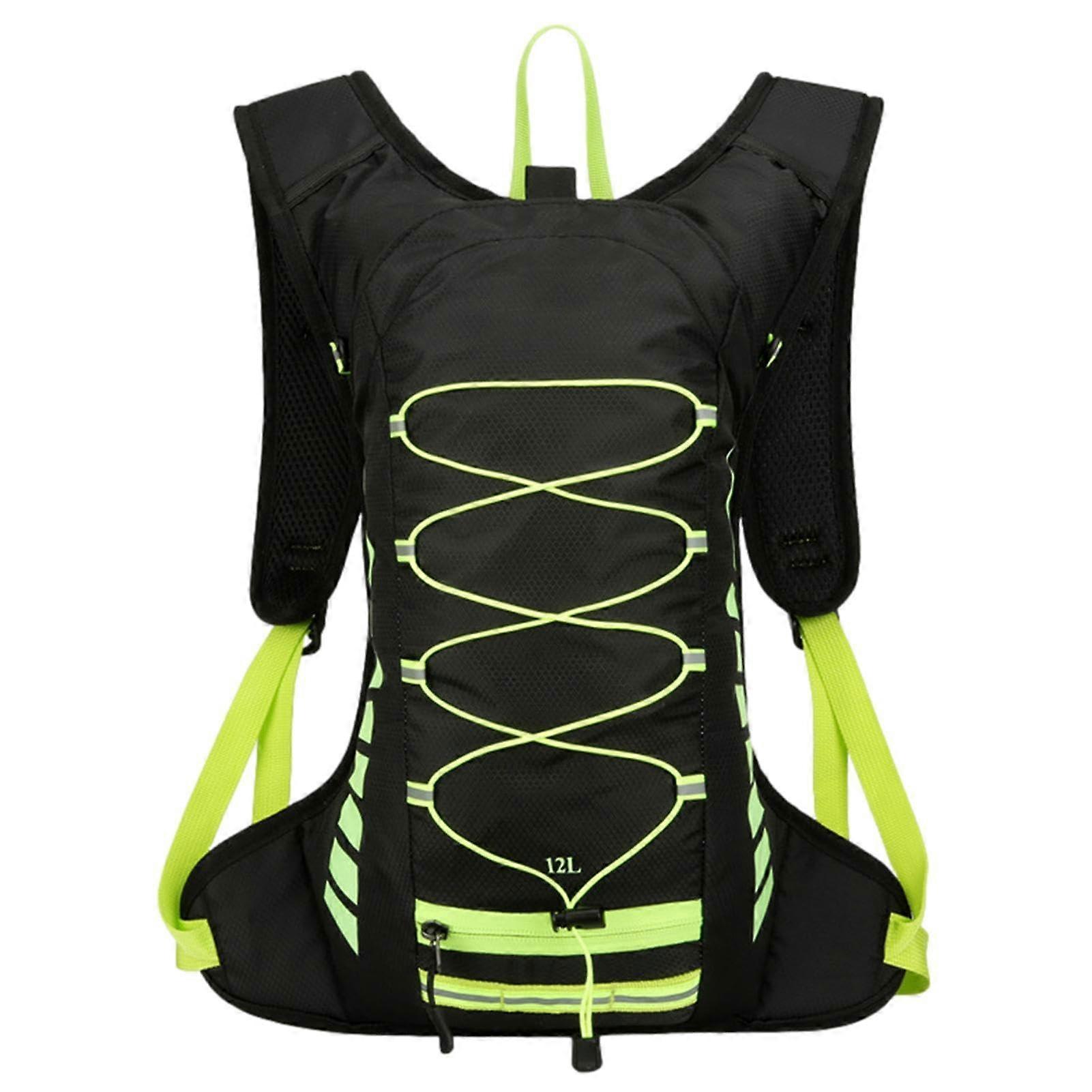 Running Backpack Lightweight Hiking Backpack Large Capacity Breathable Water Backpack Black With Green Adjustable Straps