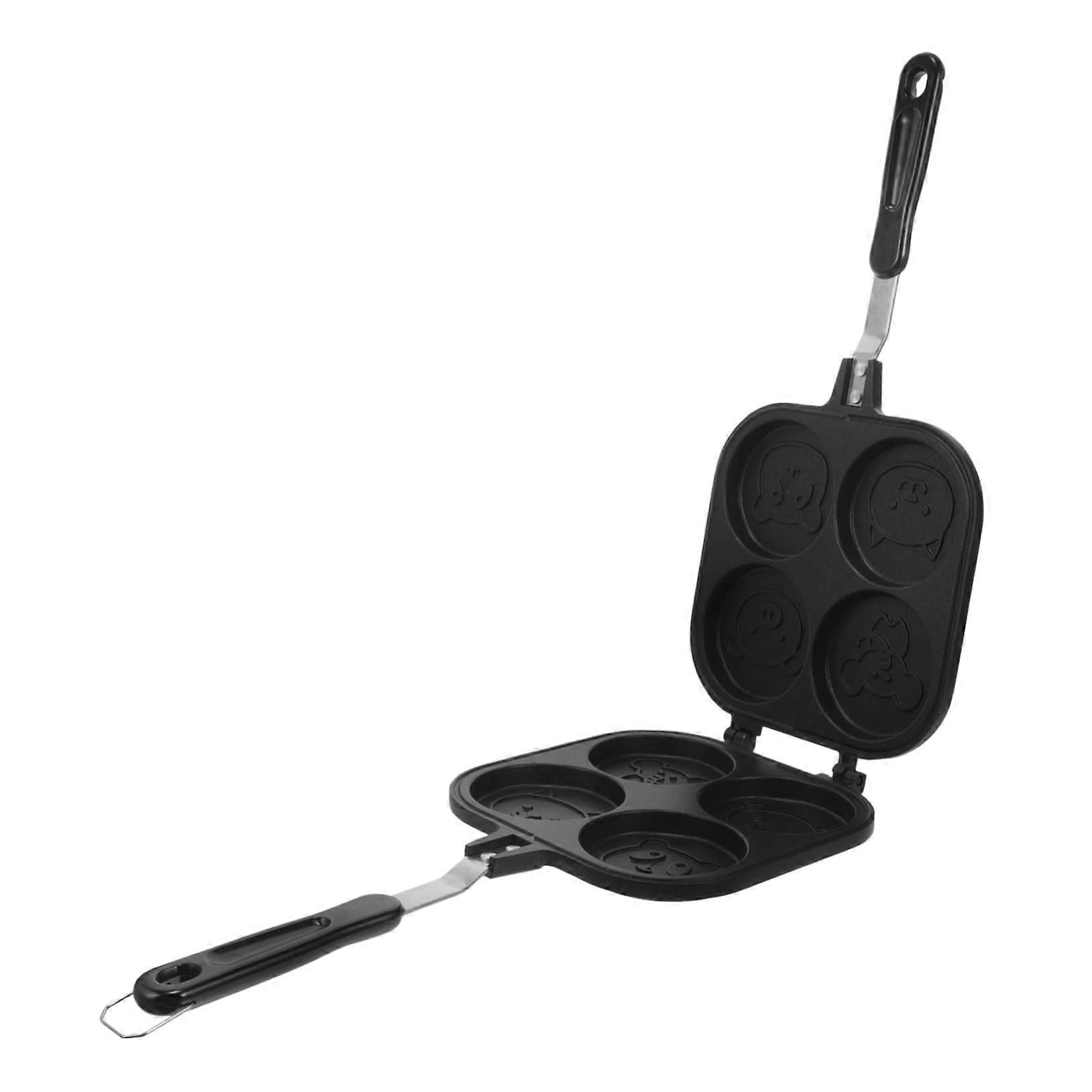 MultiHole NonStick Egg Frying Pan DoubleSided Breakfast Skillet Random Cartoon Design for Cooking Burgers and Eggs