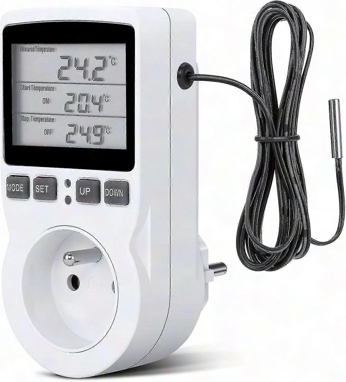 Digital Temperature Controller Thermostat for Heating & Cooling, 230V LCD Socket