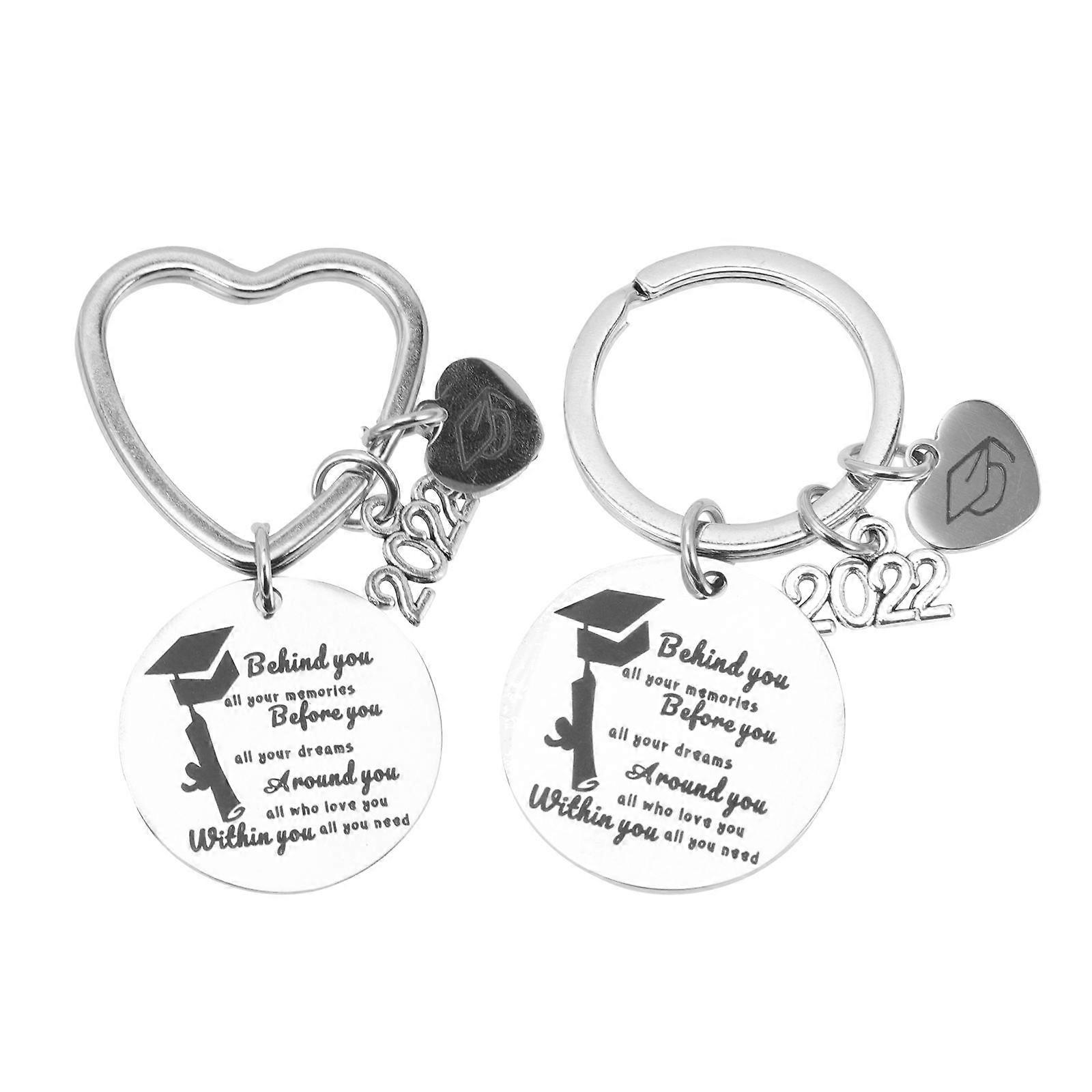 2022 Graduation Keychain Stainless Steel for Gift 2Pcs Package