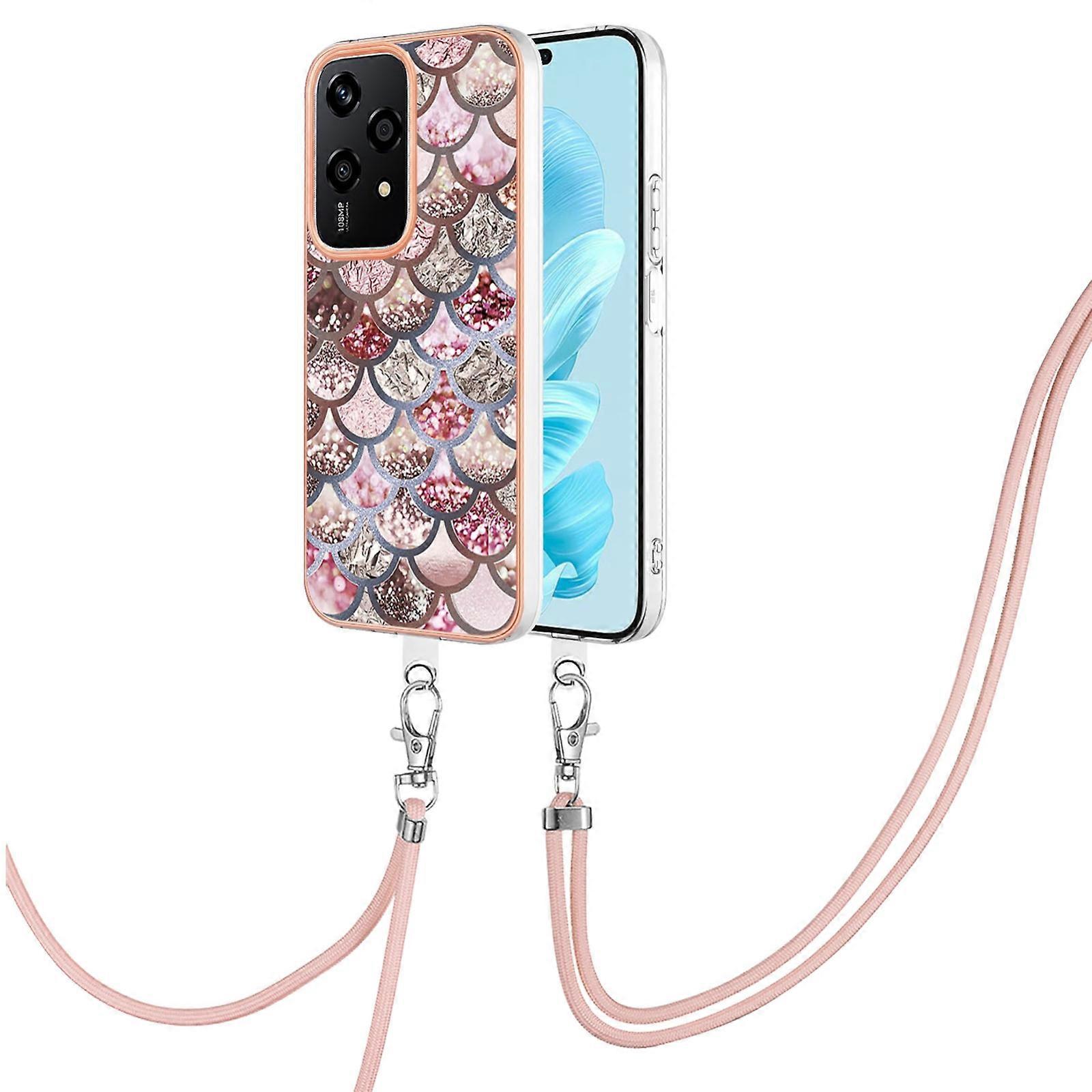 Electroplating Pattern IMD TPU Shockproof Case with Neck Lanyard