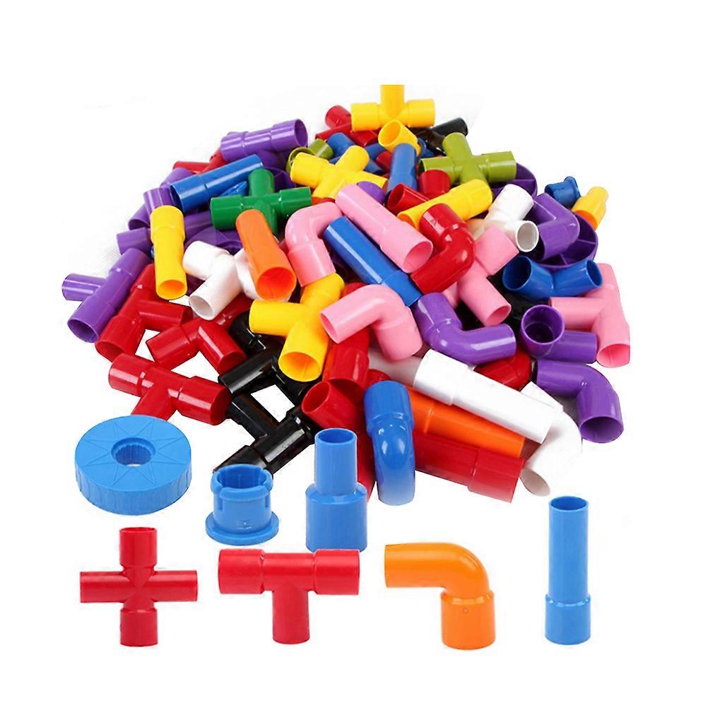 Building Blocks Set with 64 Pieces Shaped Bricks for Kids Playing Educational Toys Safe Plastic Assorted Color
