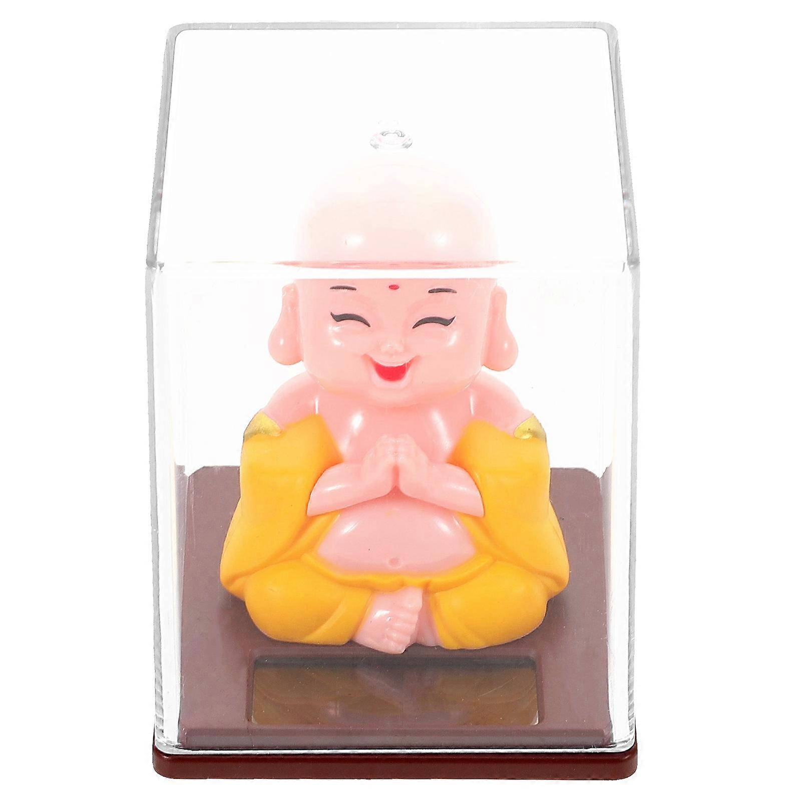 Mini Monk Statue Cute Buddha Figurine Home Decoration Dashboard Ornament Unique Clasped Hands Design Versatile Sculpture