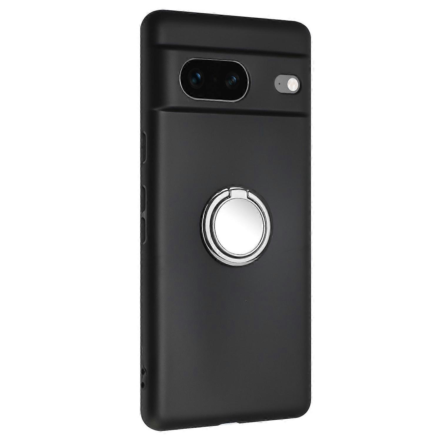 For Google Pixel 8 Shockproof Back Protector TPU Cover Matte Phone Case with Ring Kickstand - Silver