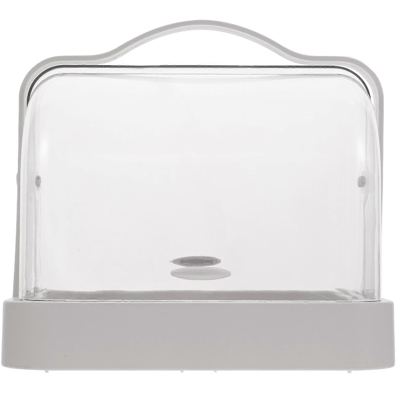 White Makeup Organizer Box with Clear Lid for Home Use Keeps Desktop Tidy and Organized