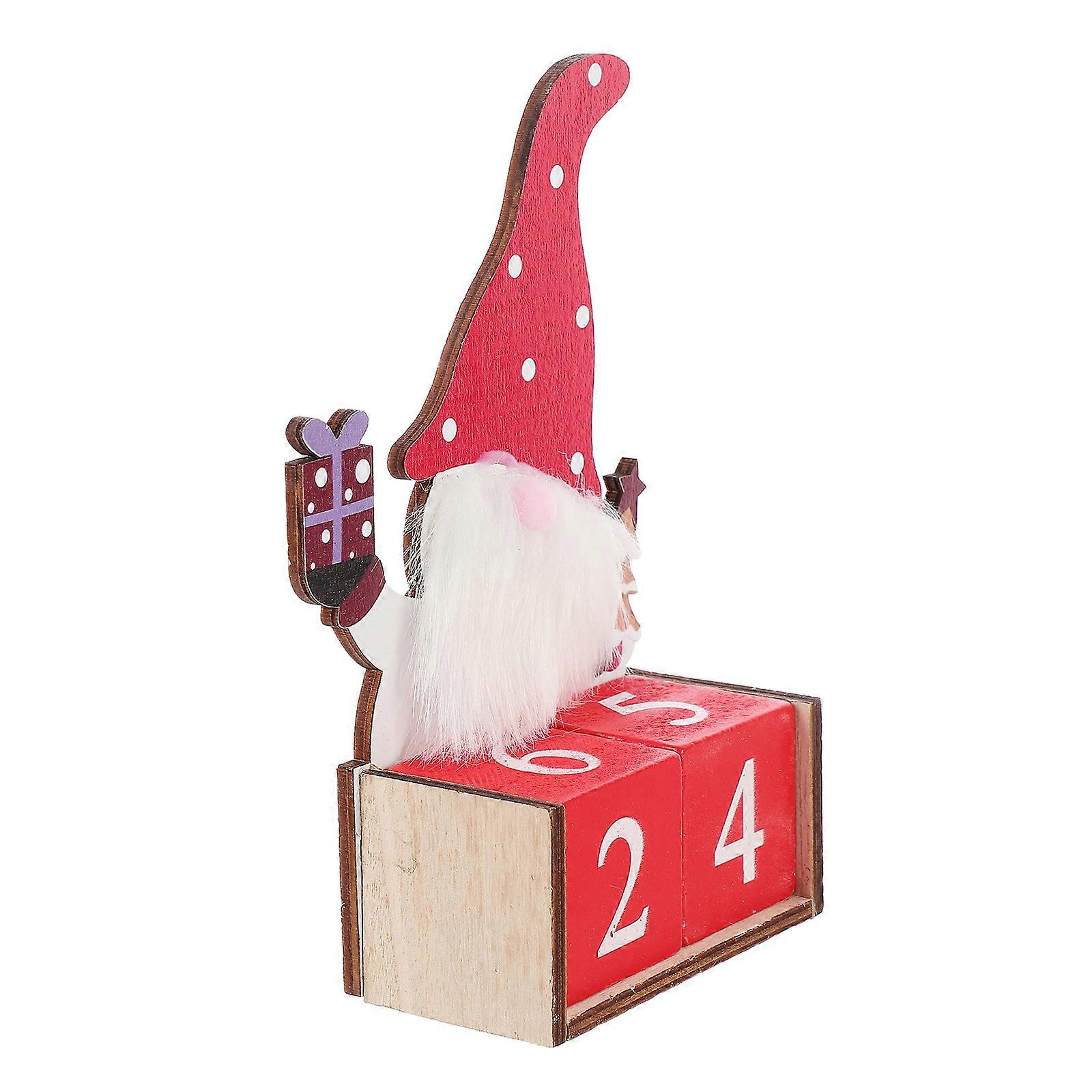 Creative Desktop Calendar Christmas Office Use Red Wood Material Adjustable Blocks 1Set