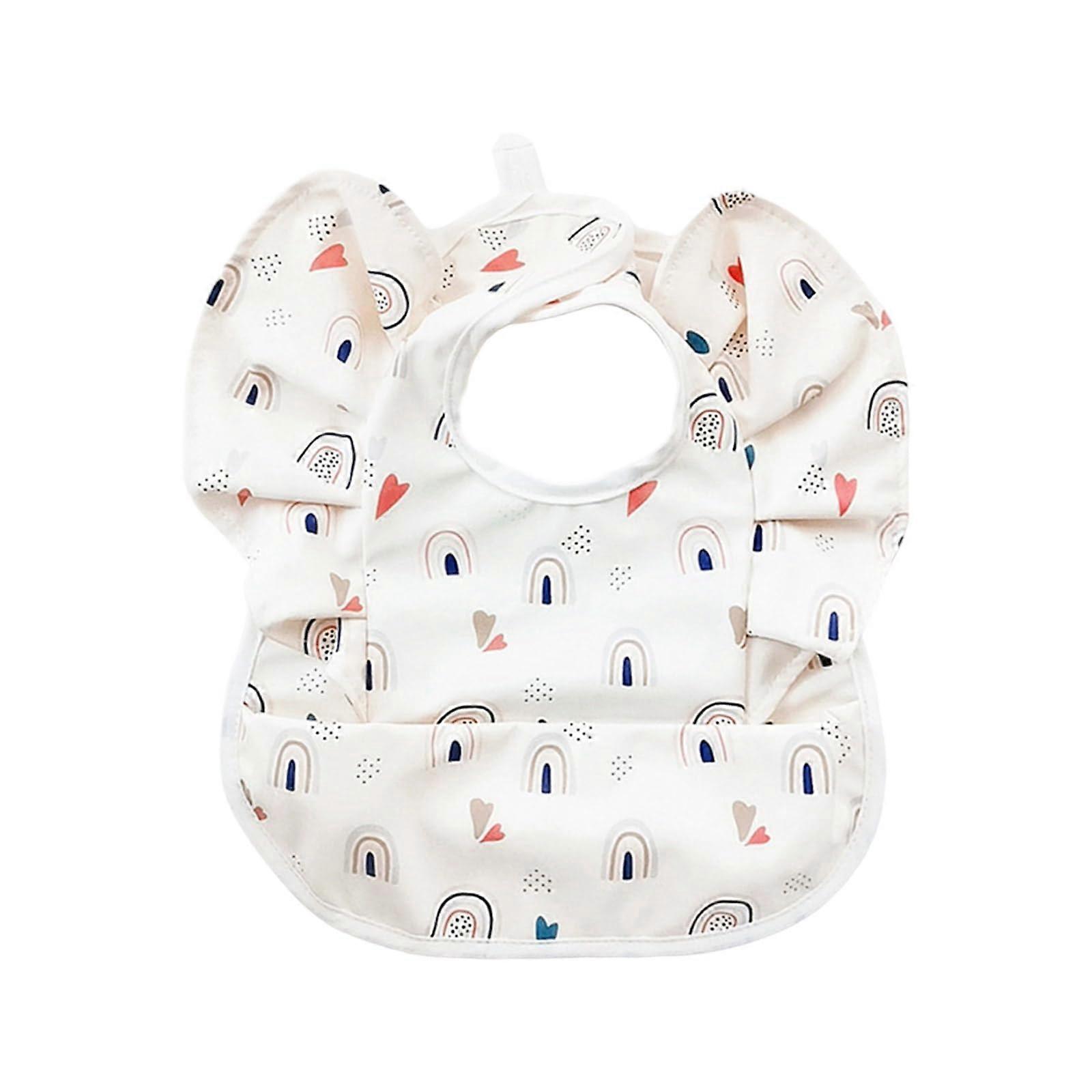 Adjustable Baby Feeding Bib Lightweight Travel-Friendly Winged Design Burp Cloth Easy Wipe Saliva Towel Rainbow