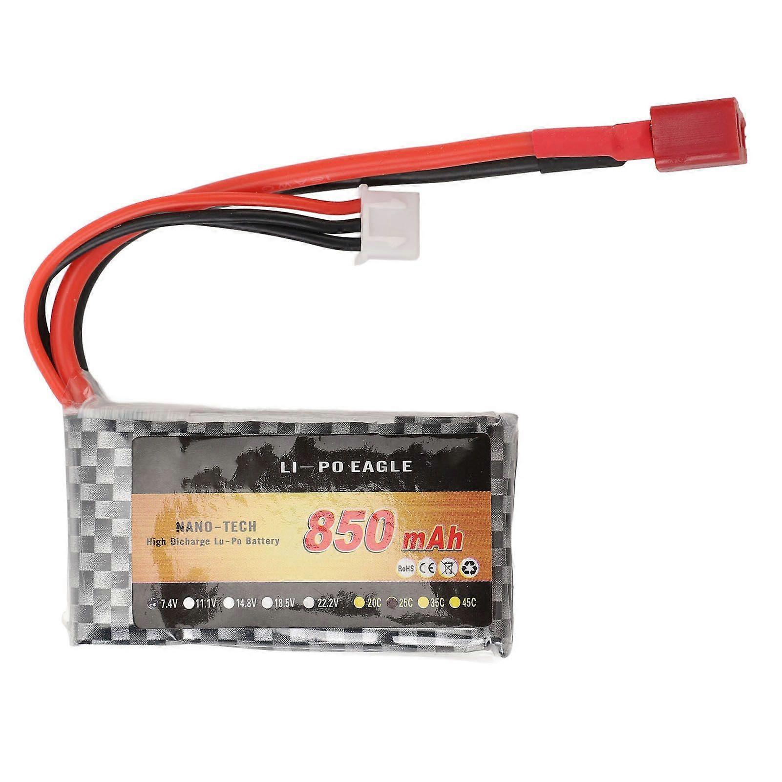 7.4V 2S 25C 850mAh LiPo Battery RC Truck Lithium Battery With T Plug for XLH Q903 Q901 Q902 1/16 2845 Brushless RC Racing Truck