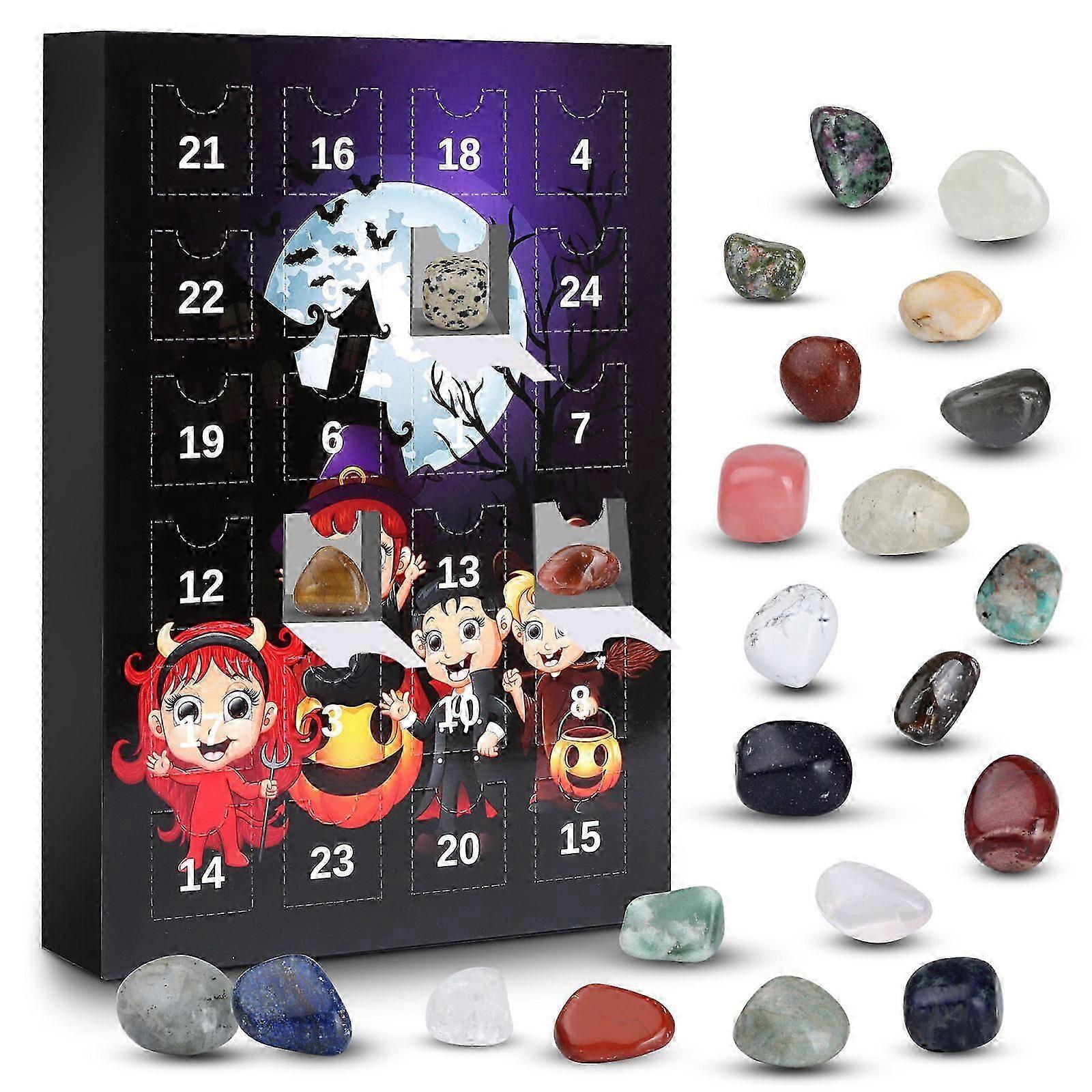 2025 Advent Calendar Kids  Halloween Advent Calendar, 24 Natural Crystal Agate Fossils Day