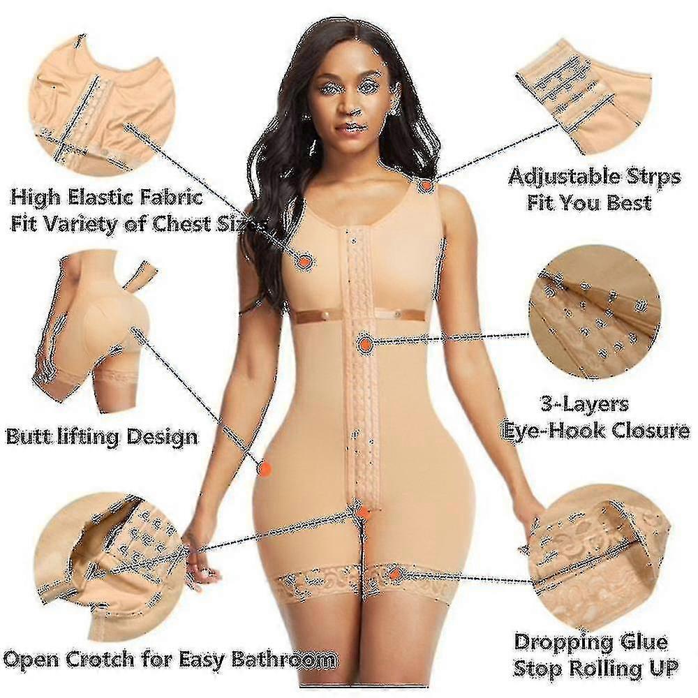 Women's abdominal and waist-shaping underwear, available in black skin tone from size S to 3XL, with an open crotch design for easy toilet use
