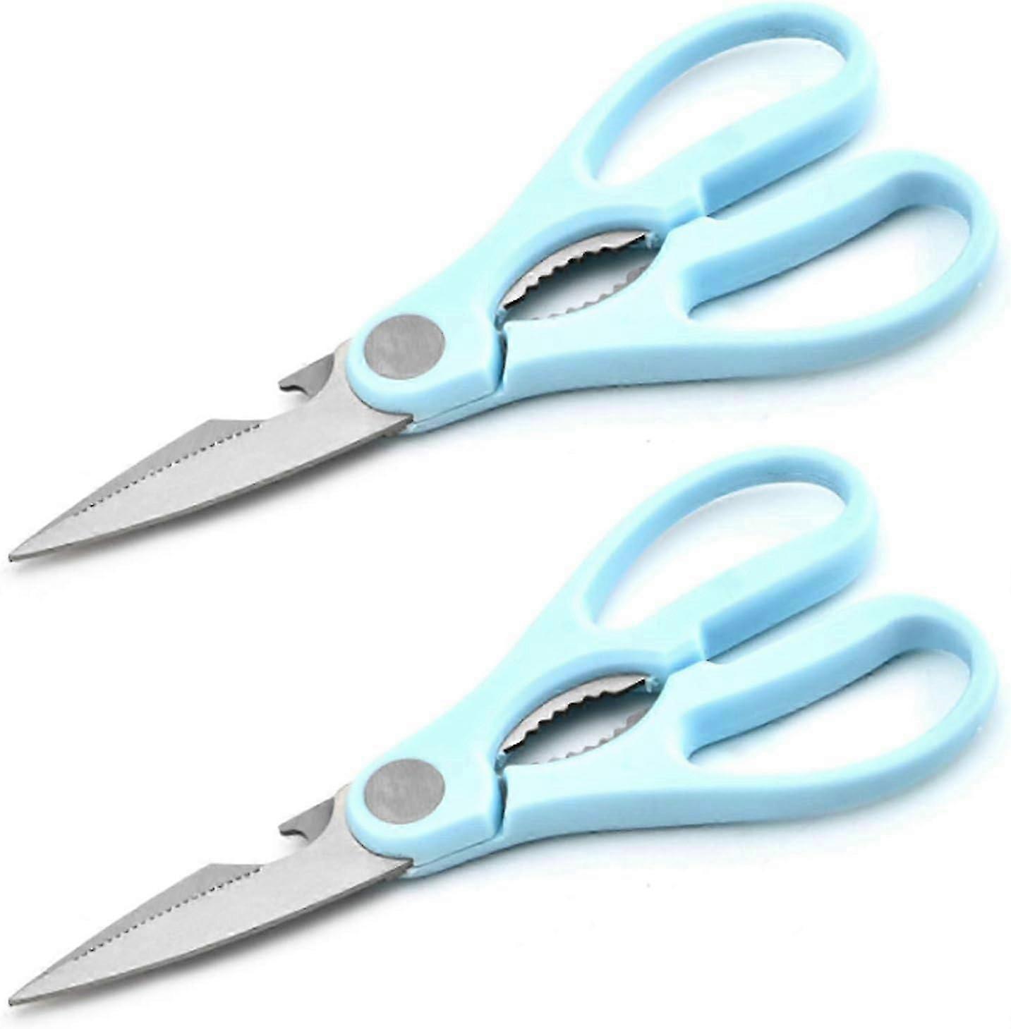 2pcs Kitchen Scissors, Stainless Steel Bandsaw, Household Scissors(blue)