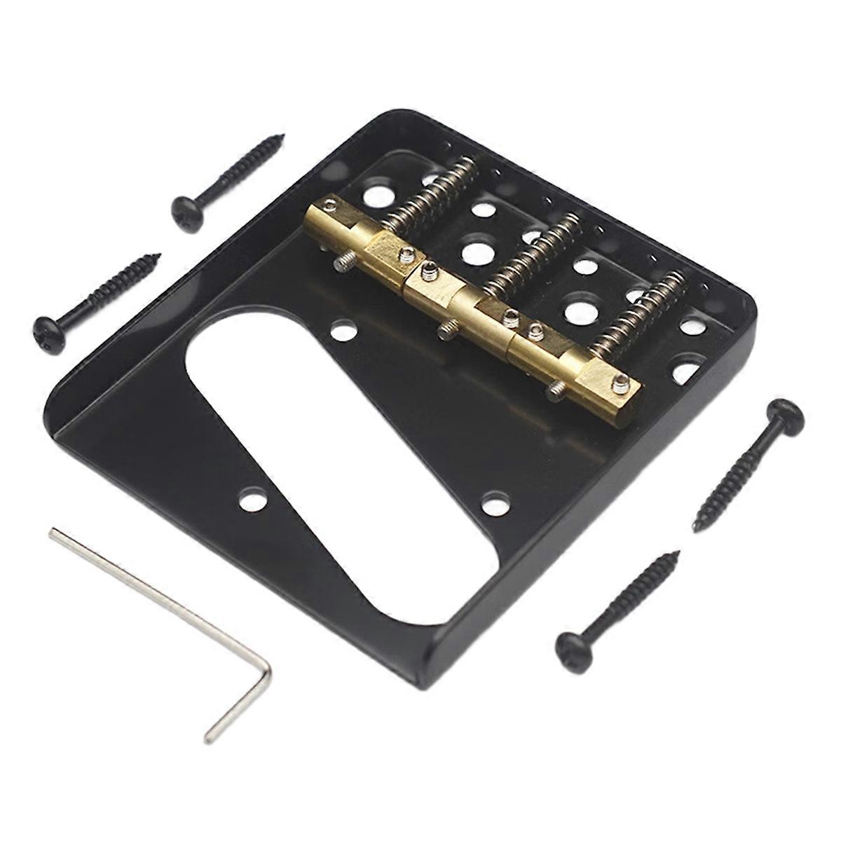 TL Guitar Bridge System with 3 Screw Brass Saddle Enhanced Intonation Control for Tele Guitars Black