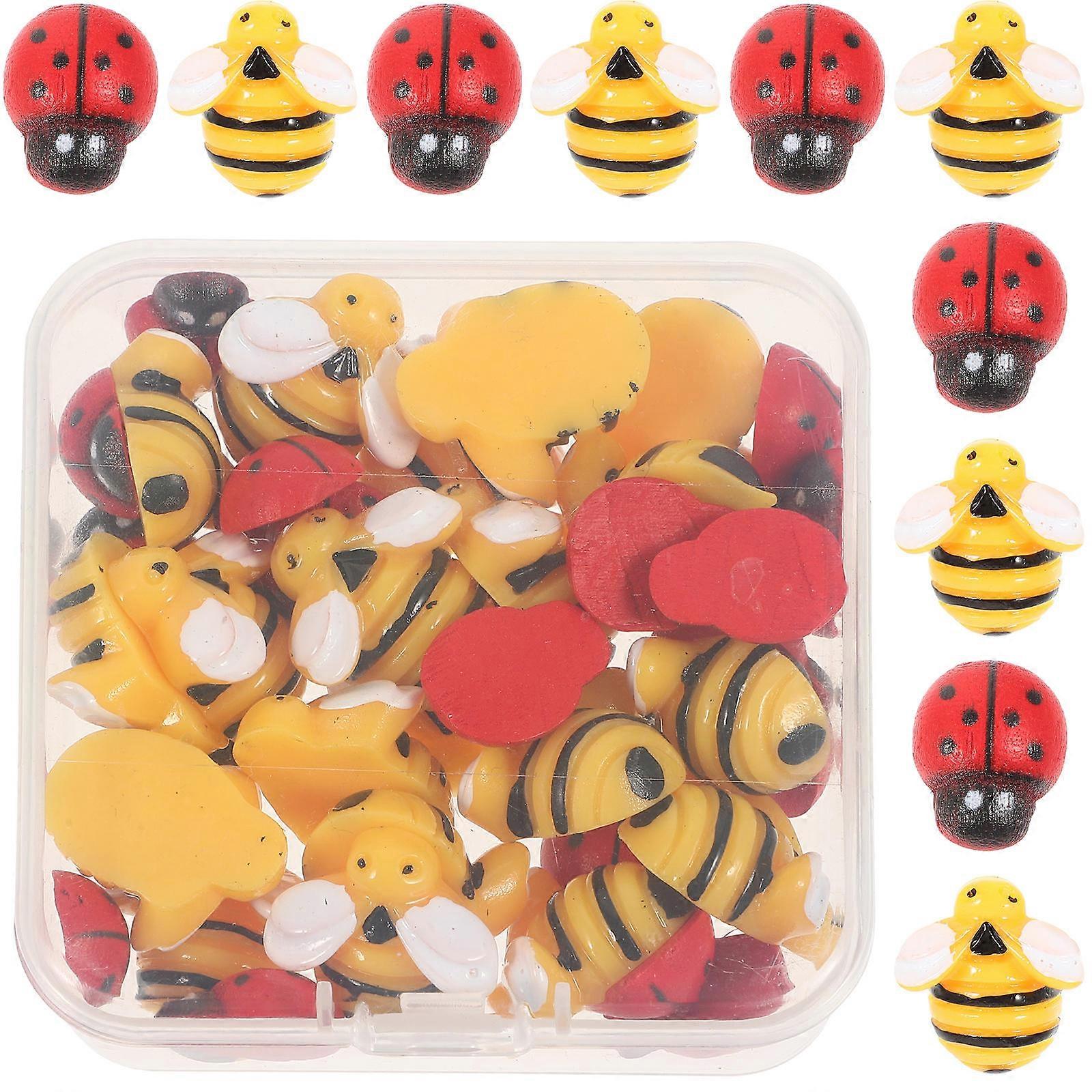 1 Set Mini Resin Bee and Ladybugs Charms for DIY Crafts Phone Case Decor Accessories