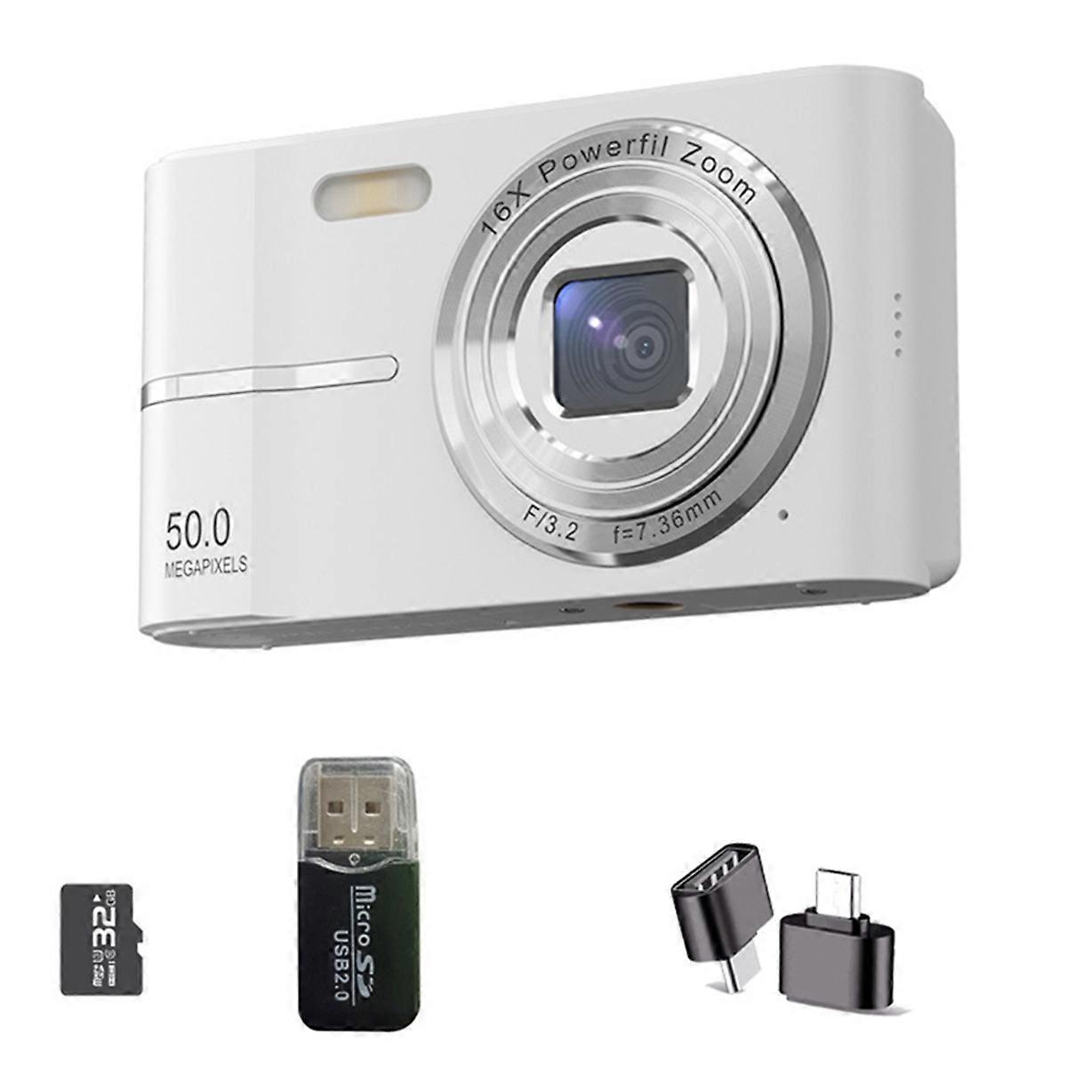 Portable Camera Pocket Digital Camera FHD 1080P 50MP Support AF Autofocus 16X Zoom Students Portable Compact Video Cam