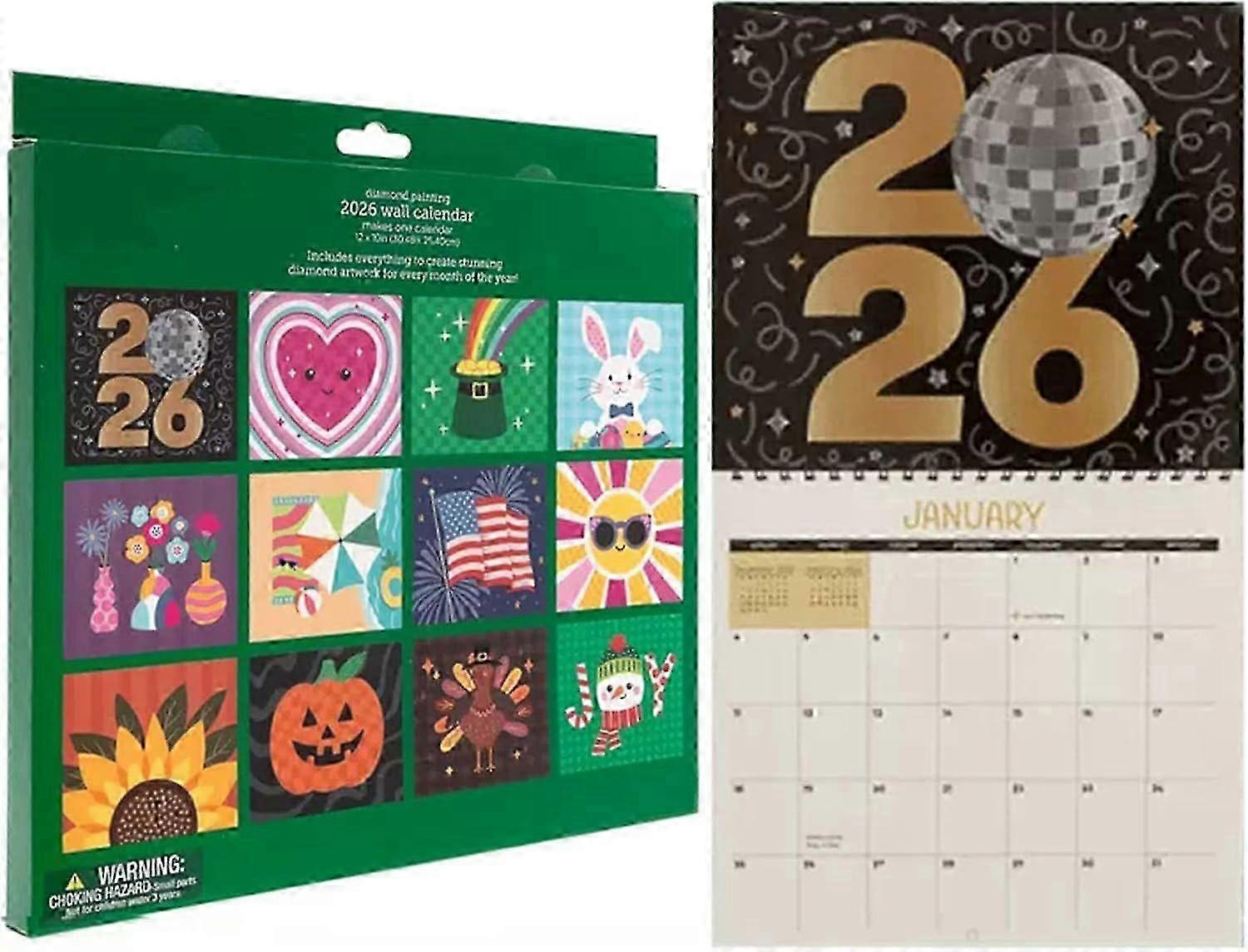 2026 Wall Calendar Diamond Painting Kit - DIY Diamond Art Calendar 2026, 12-Month Flip Wall Calendar with To Do List, Diamond Painting Calendars 2026