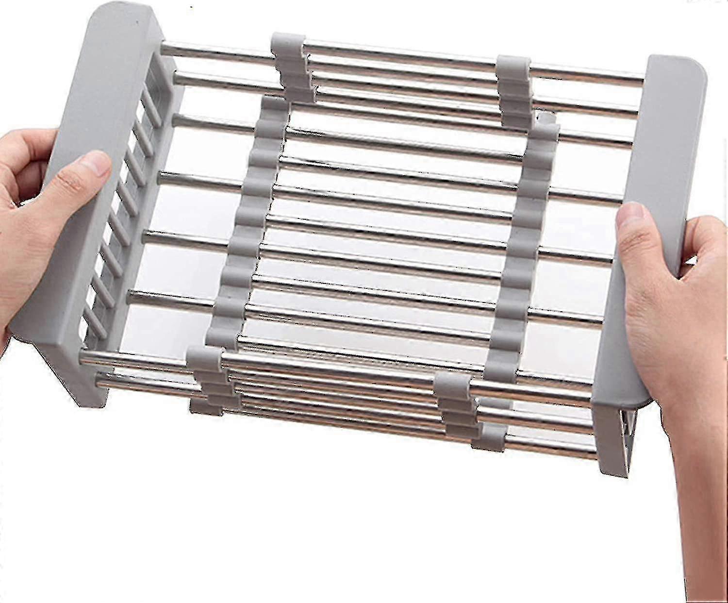 Stainless Steel Extendable Dish Drainer Rack for Over Sink Drying