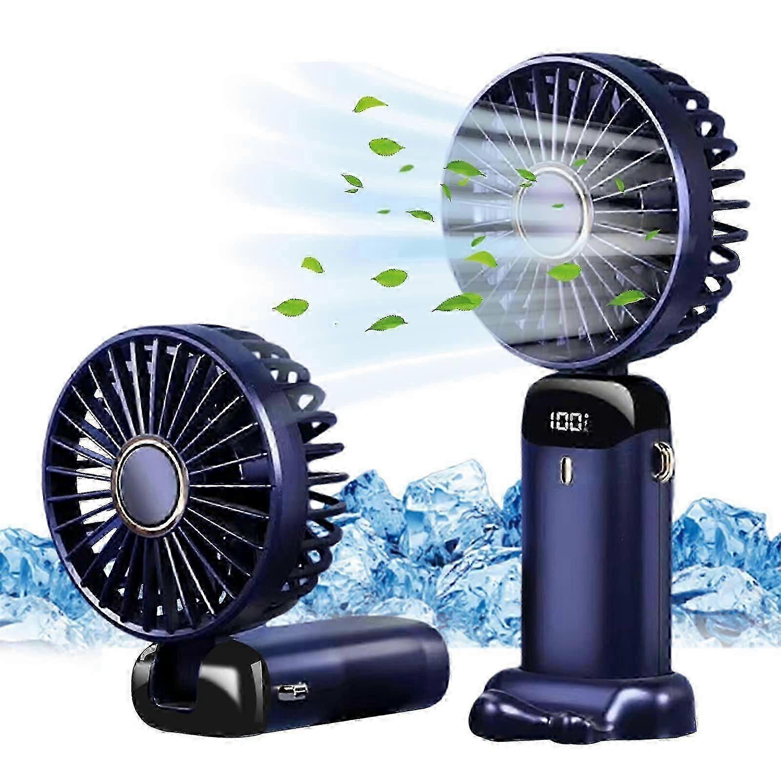 USB Rechargeable Handheld Fan with 5 Speeds and LED Display - Ideal for Travel and Indoor Use