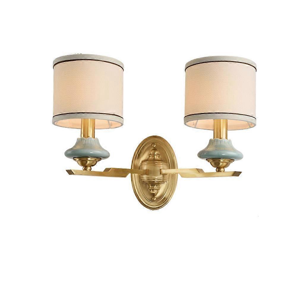 48CM Copper Ceramic Wall Lamp Double Head Style, E14*2 Without Light Source, 220V