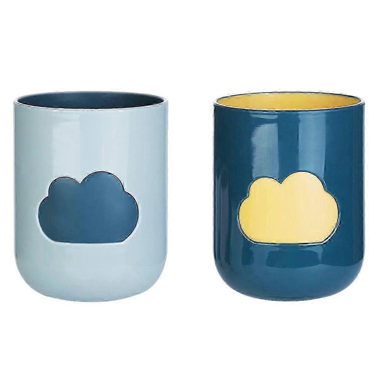 Plastkoppar, 2-pack tandborstkoppar Munvattenkoppar Resor Munvattenkoppar Cloud Pattern Design (ShiKai)