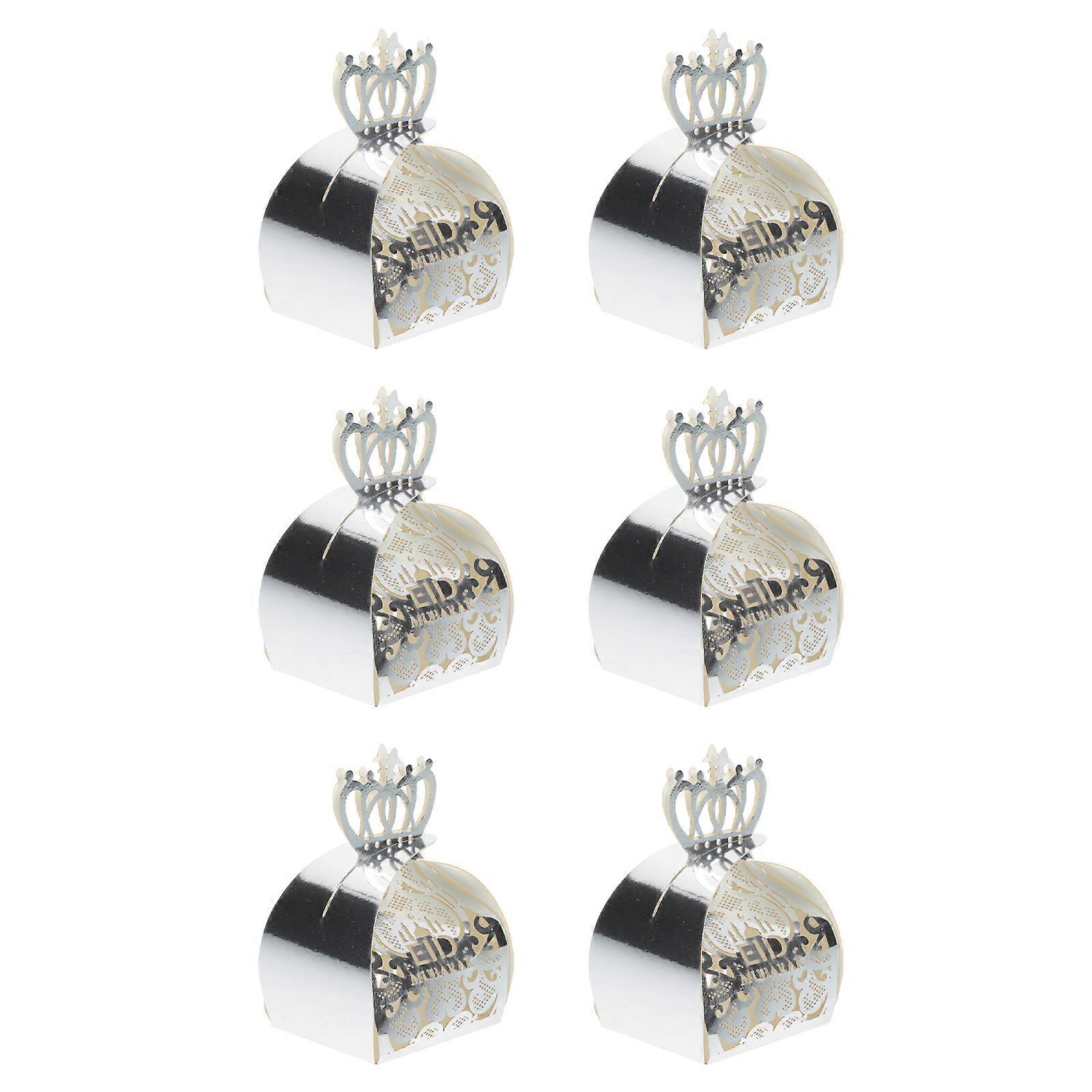 Candy Boxes for Storage with 6Pcs Elegant Silver Paper Snack Boxes