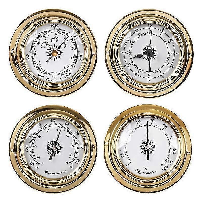 98mm copper shell zirconium-plated marine barometer thermometer hygrometer barometer clock weather station four sets