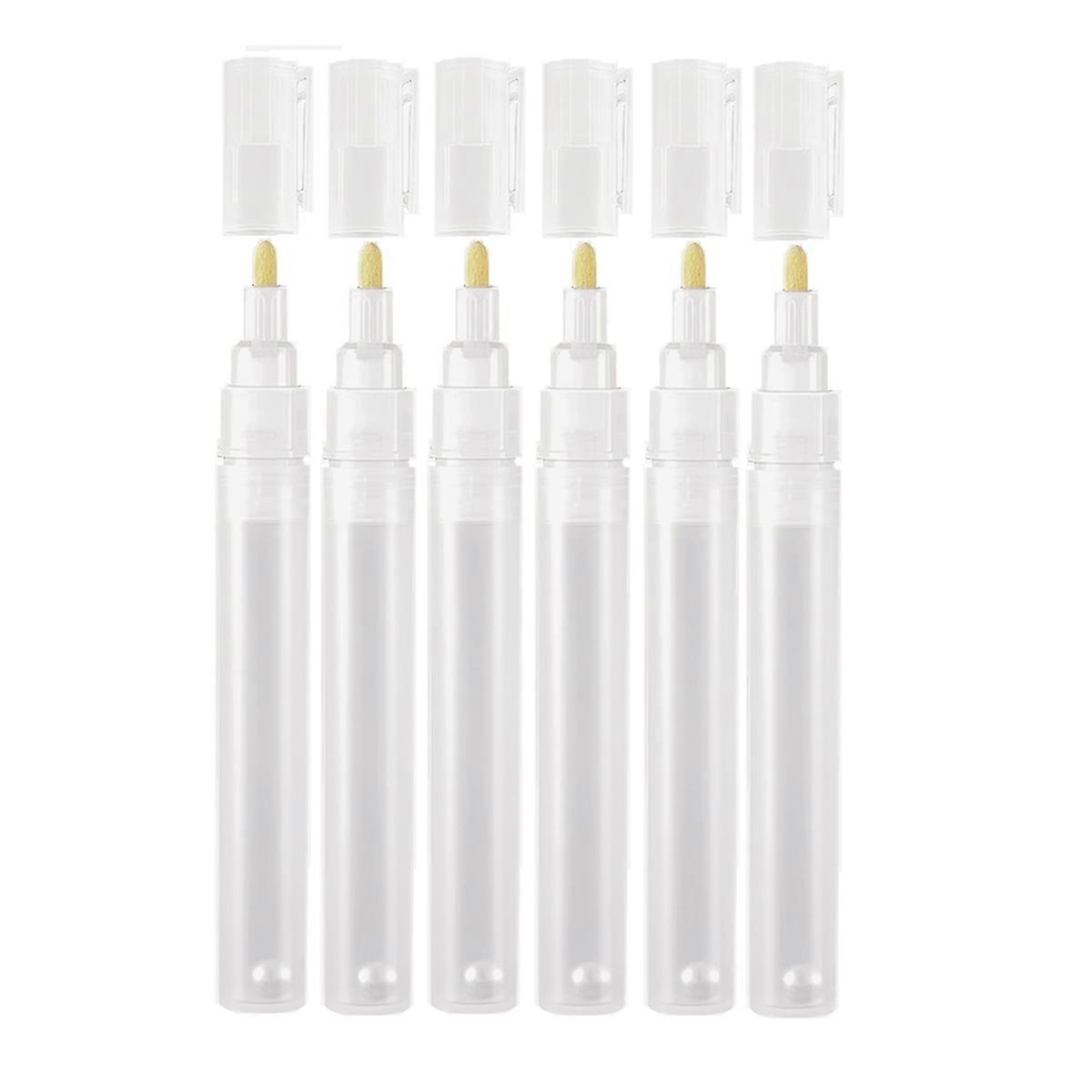 6Pcs Empty Fillable Blank Paint Touch Up Pen Markers, 3mm