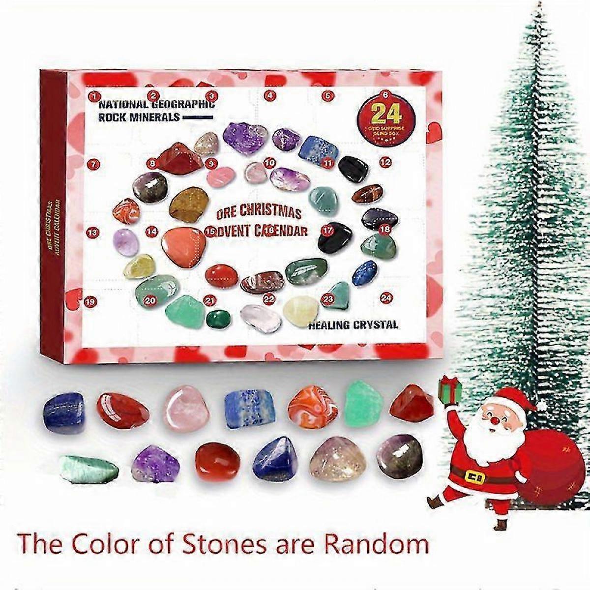 Luxora 1pc Christmas Blind Box With 24 Different Grids Stones Gemstone Advent Calendar Christmas Gift Christmas Countdown Calendar