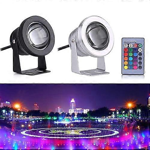 Submersible LED Fountain Light RGB Underwater Pool Light 10W IP68 Remote Control 12V 180-Degree Adjustable Stand White