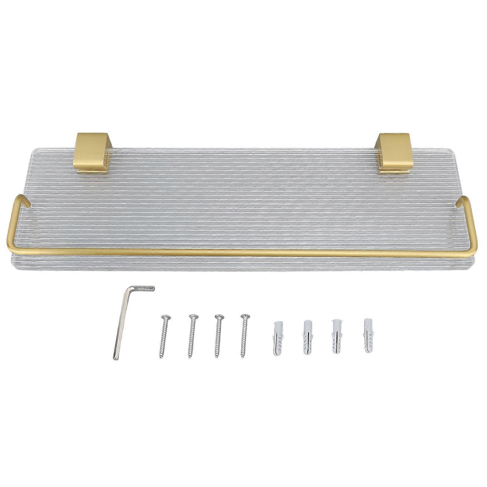 Bathroom Wall Rack Rust Proof Waterproof Modern Acrylic Panel Floating Storage Shelf for Towel Toiletries 40cm / 15.7in