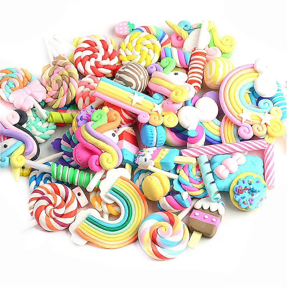 Phone Case Sticker Ornaments for Decoration 100Pcs Soft Clay Lollipop Macaron