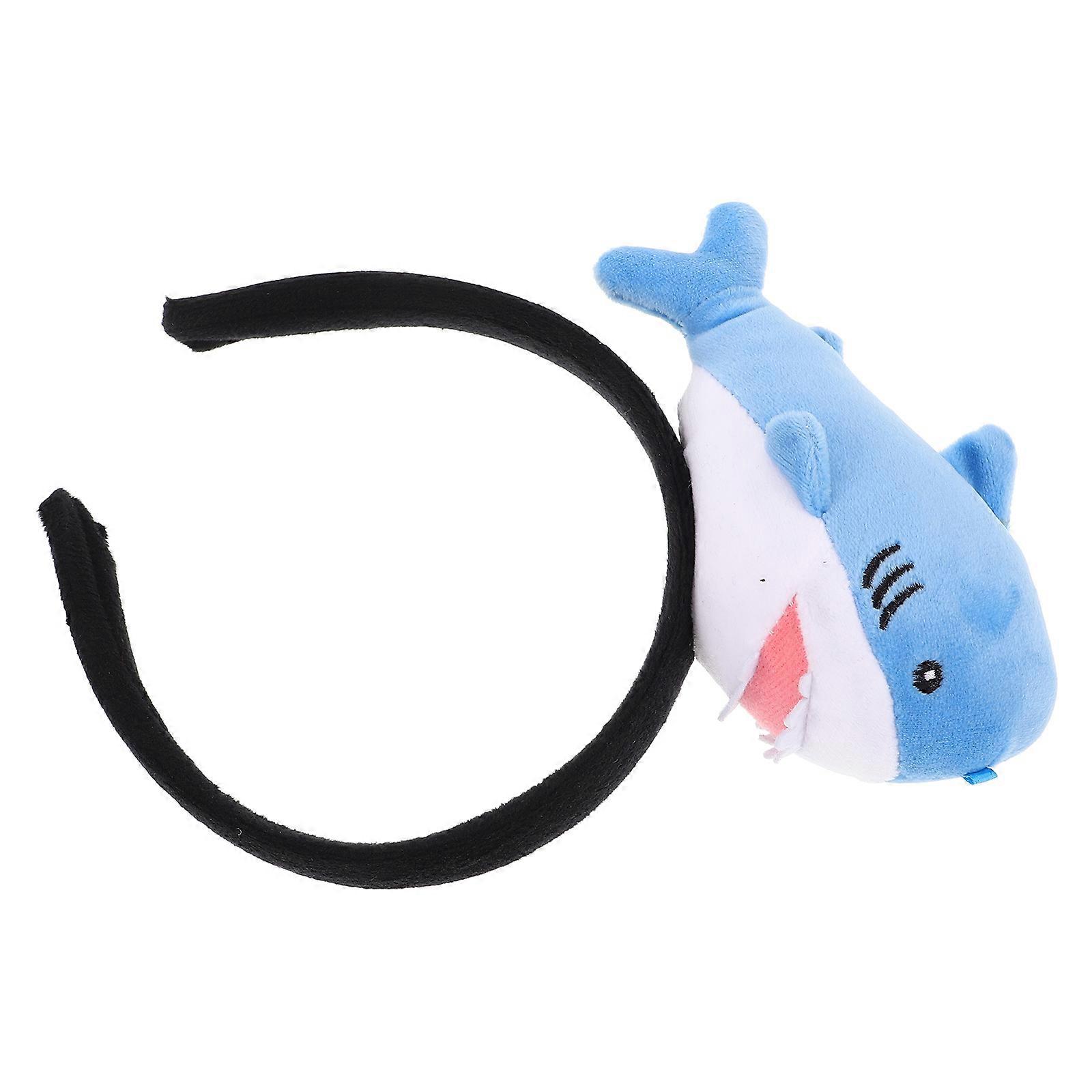 Plush Shark Headband Animal Ears Headband for Party Use 3Pcs Sky Blue