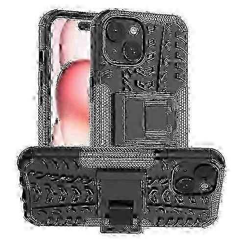 For iPhone 15 Tire Texture TPU + PC Mobile Phone Case with Holder