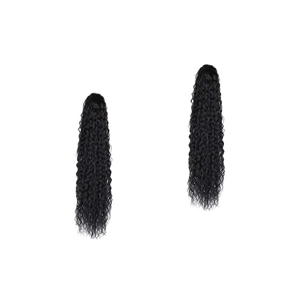 Ponytail Hair Extensions 2Piece Drawstring Ponytail Set Long Curly Human Hair For Women Versatile