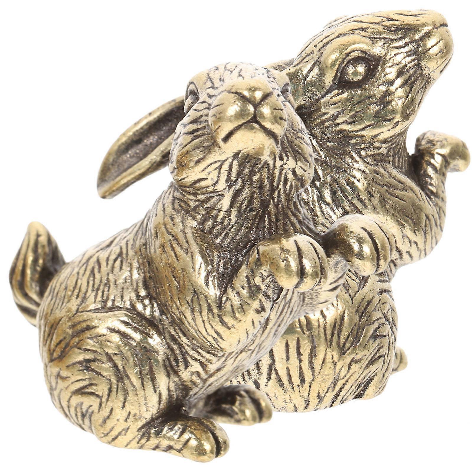 Small Brass Rabbit Figurines for Home Use 4Pcs Golden Bunny Models