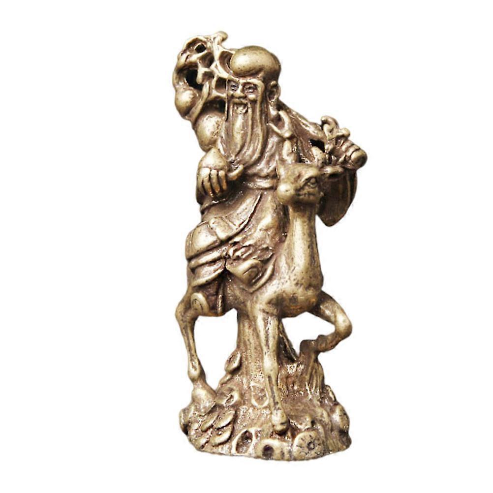 Longevity Buddha Adornment Brass Craft for Desktop Decor 2Pcs Set