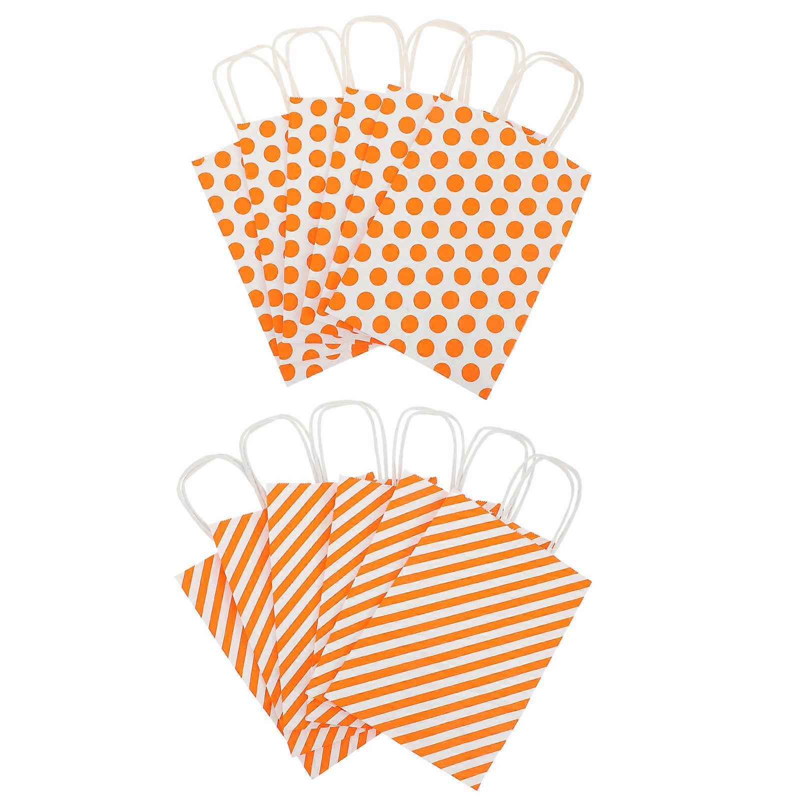 Craft Paper Shopping Bags Gift Wrapping Suitable For Holidays Rectangular Bottom 12Pcs