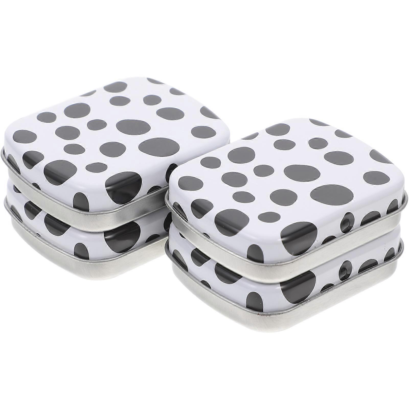 Cow Pattern Tin Box for Storage 4Pcs Cute Mini Decorative Metal Containers