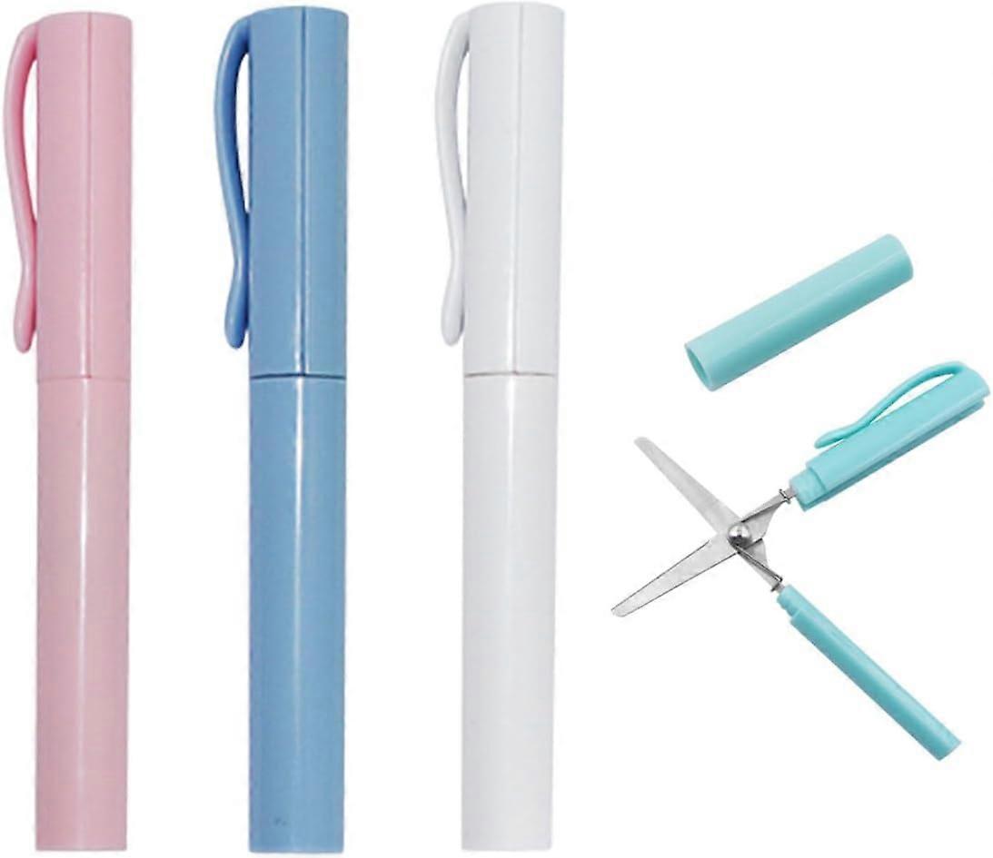 4Pieces Pocket Scissors,Colored Scissors Folding Scissors with Pen Cap