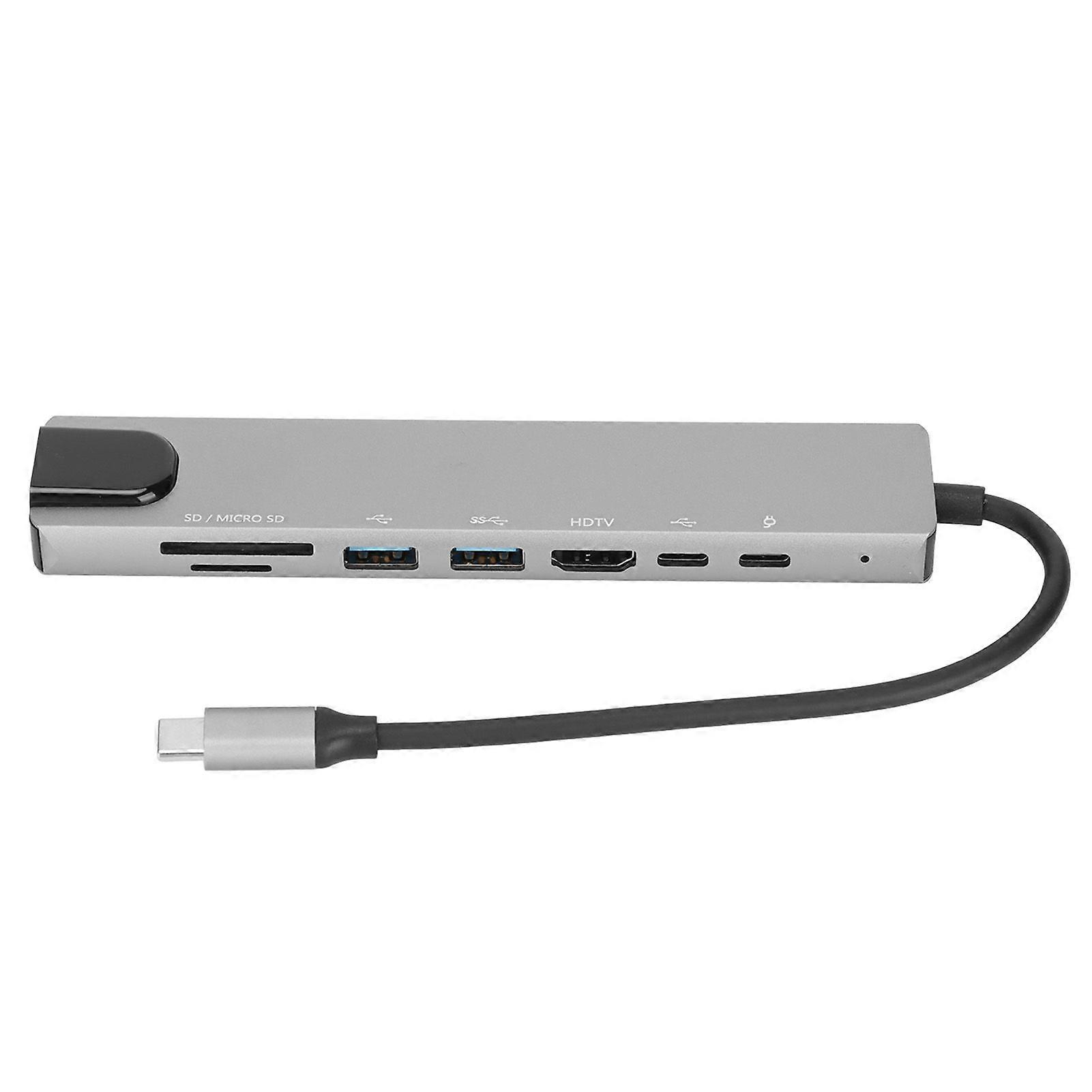 8 in 1 Hub 87W 4K HD High Resolution Fast Charging 5Gbps 2 USB SD TF RJ45 Type C USB C Docking Station for Home Office