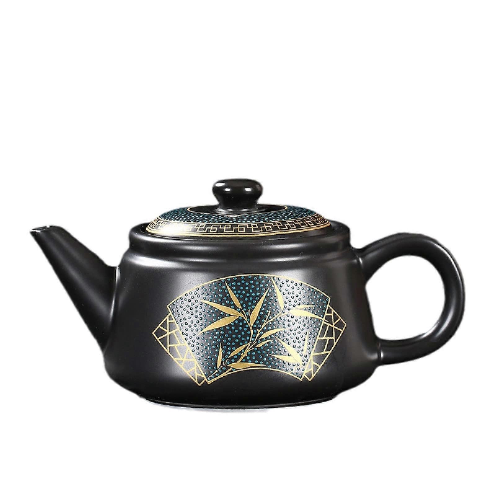 HeatResistant Ceramic Teapot 240ml Black Porcelain Handmade Teapot for Chinese Tea Set Style A Universal Size
