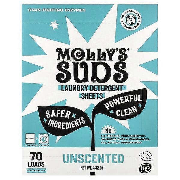 Molly's Suds, Laundry Detergent Sheets, Unscented, 35 Sheets